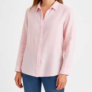 J. Jill | Love Linen Soft Pink Button-Up Shirt Size L